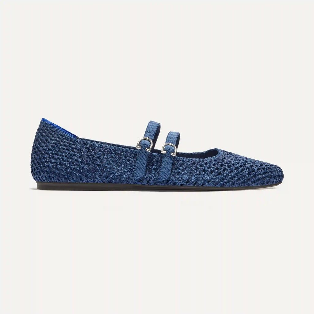 The Double Buckle Mary Jane - Blue Mesh