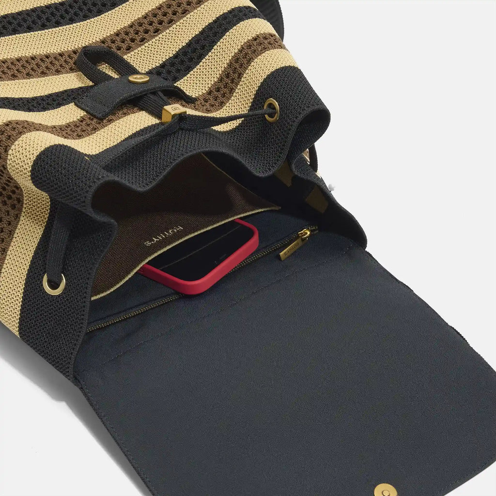 The Cinch Backpack - Mocha Stripe Crochet