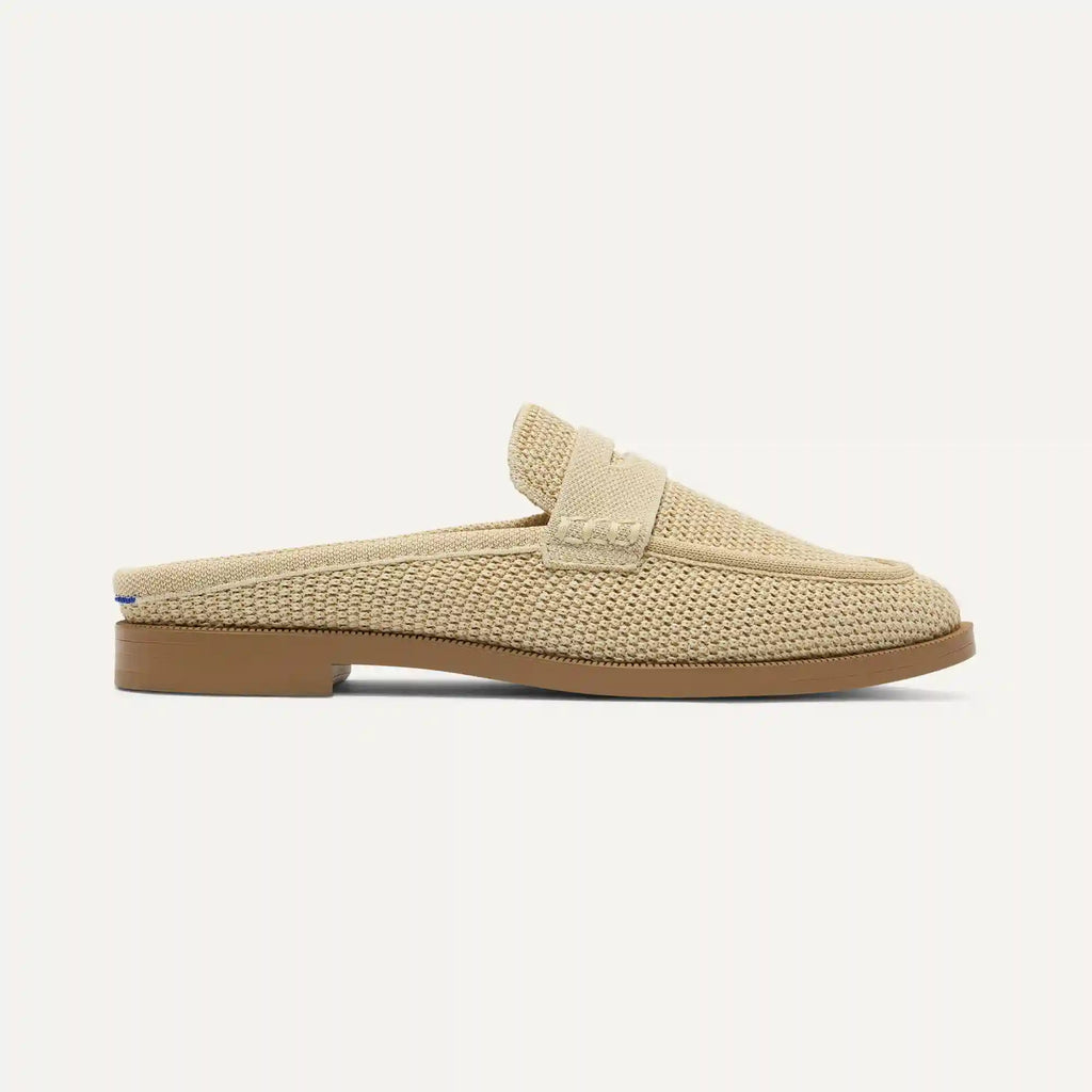 The Penny Loafer Mule - Sandstone Raffia-Knit