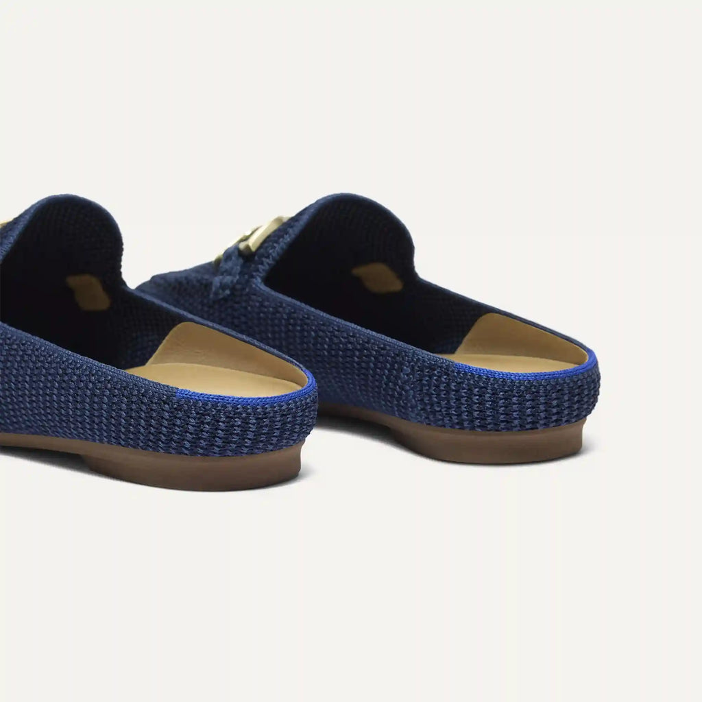 The Double Bit Loafer Mule - Blue Raffia-Knit
