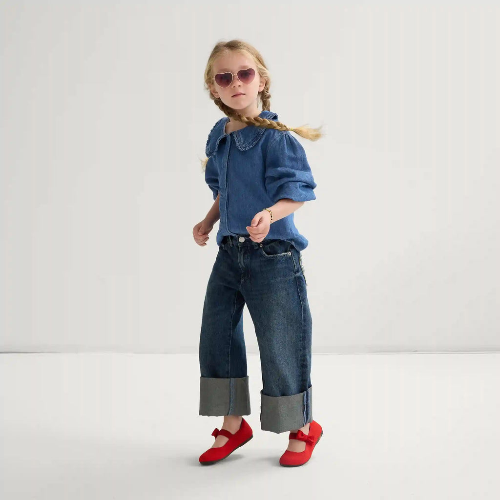 The Kids Tux Bow Mary Jane - Bright Red