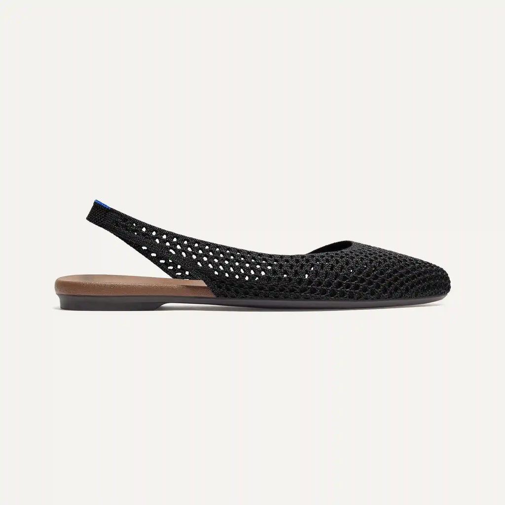 The Almond Slingback - Black Mesh