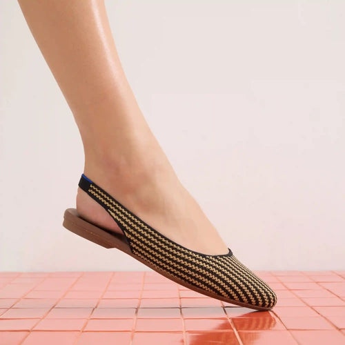 The Almond Slingback - Butterscotch Stripe