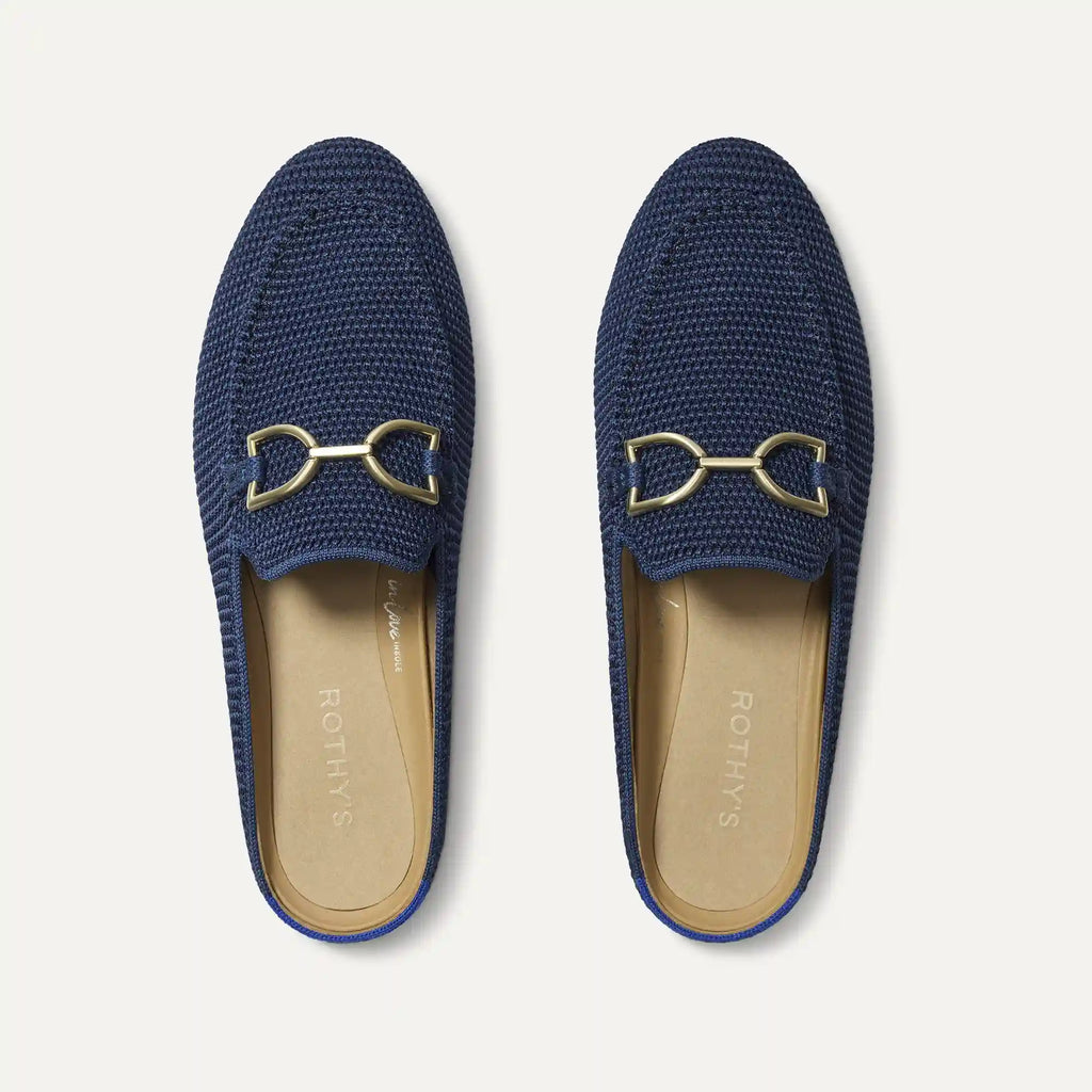 The Double Bit Loafer Mule - Blue Raffia-Knit