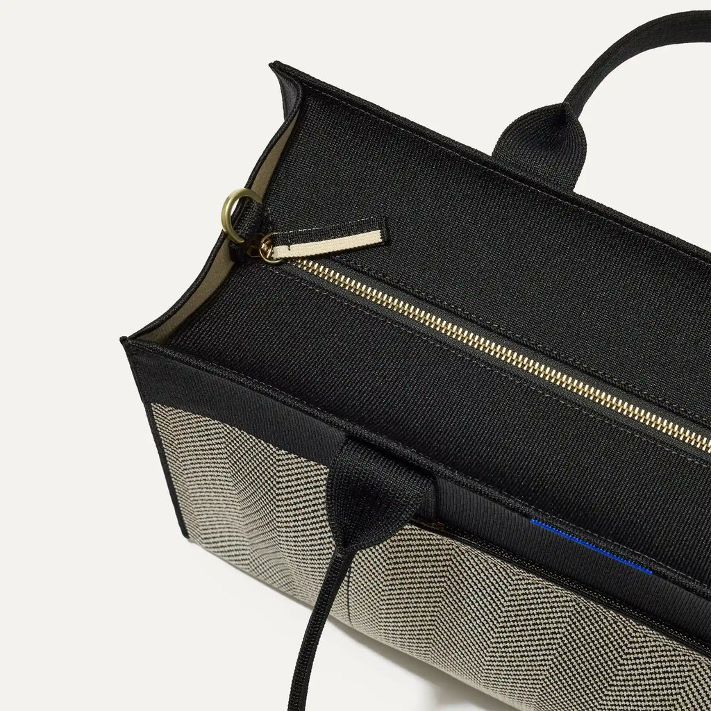 The Classic Tote - Black Herringbone