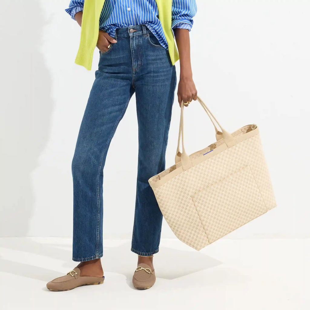 The Zip Travel Tote - Parchment Basketweave
