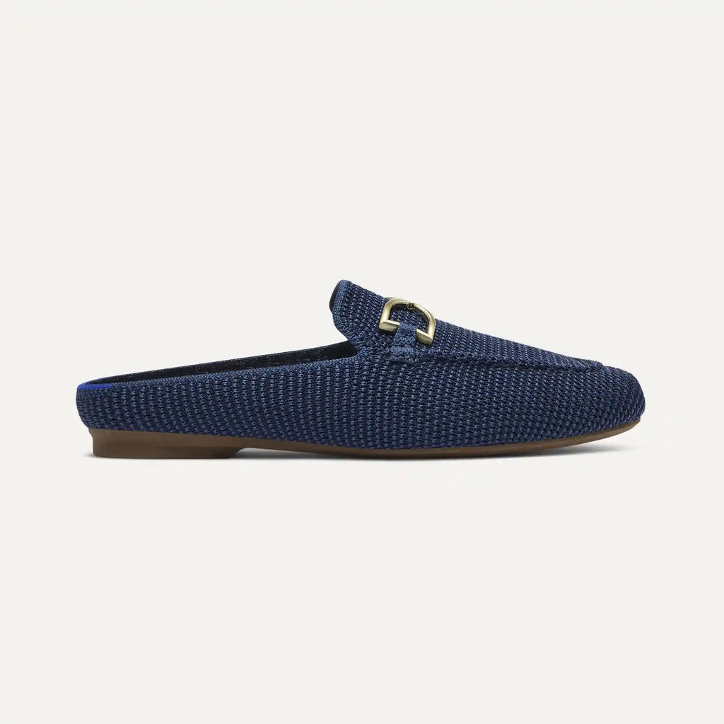 The Double Bit Loafer Mule - Blue Raffia-Knit