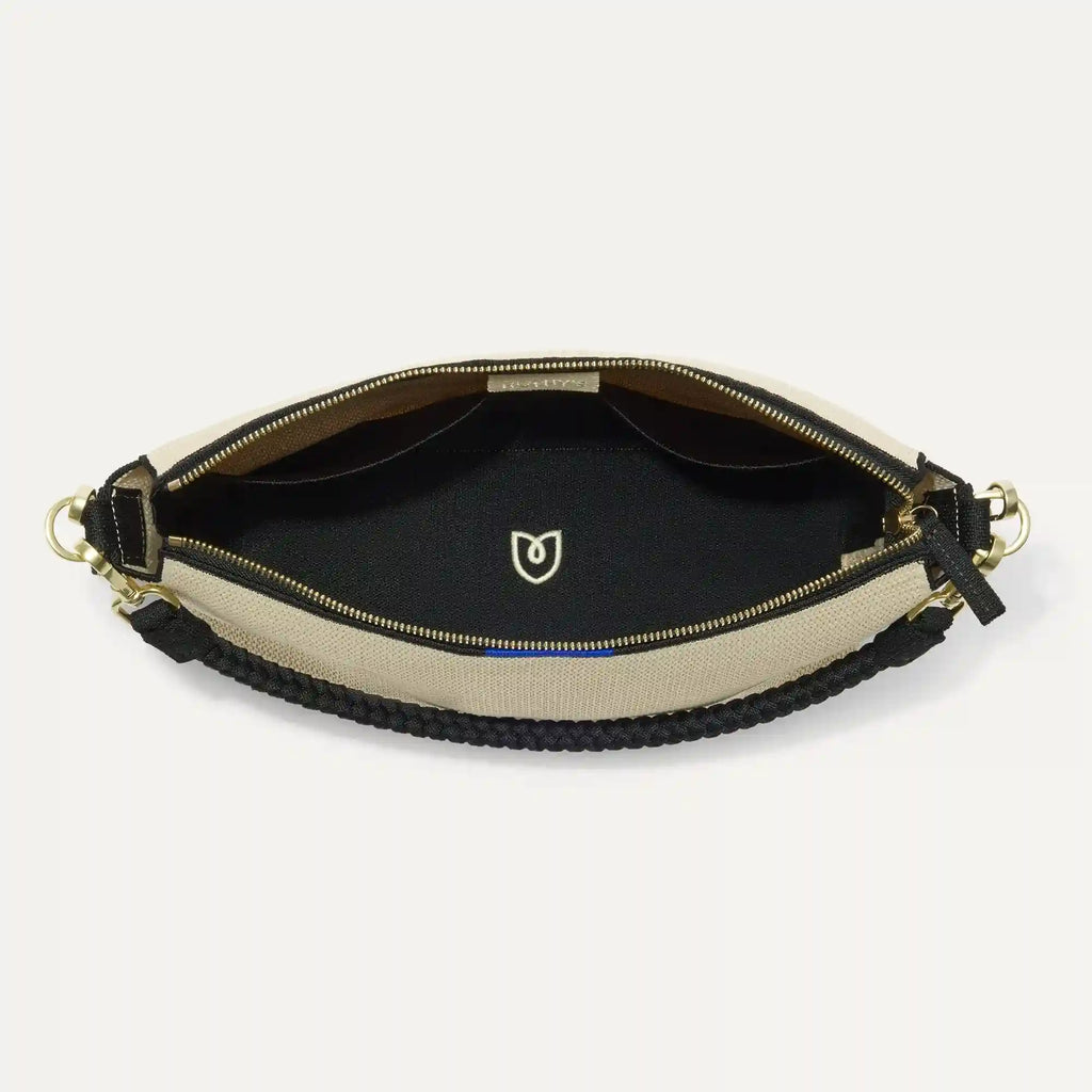 The Daily Crossbody - Black and White Raffia-Knit