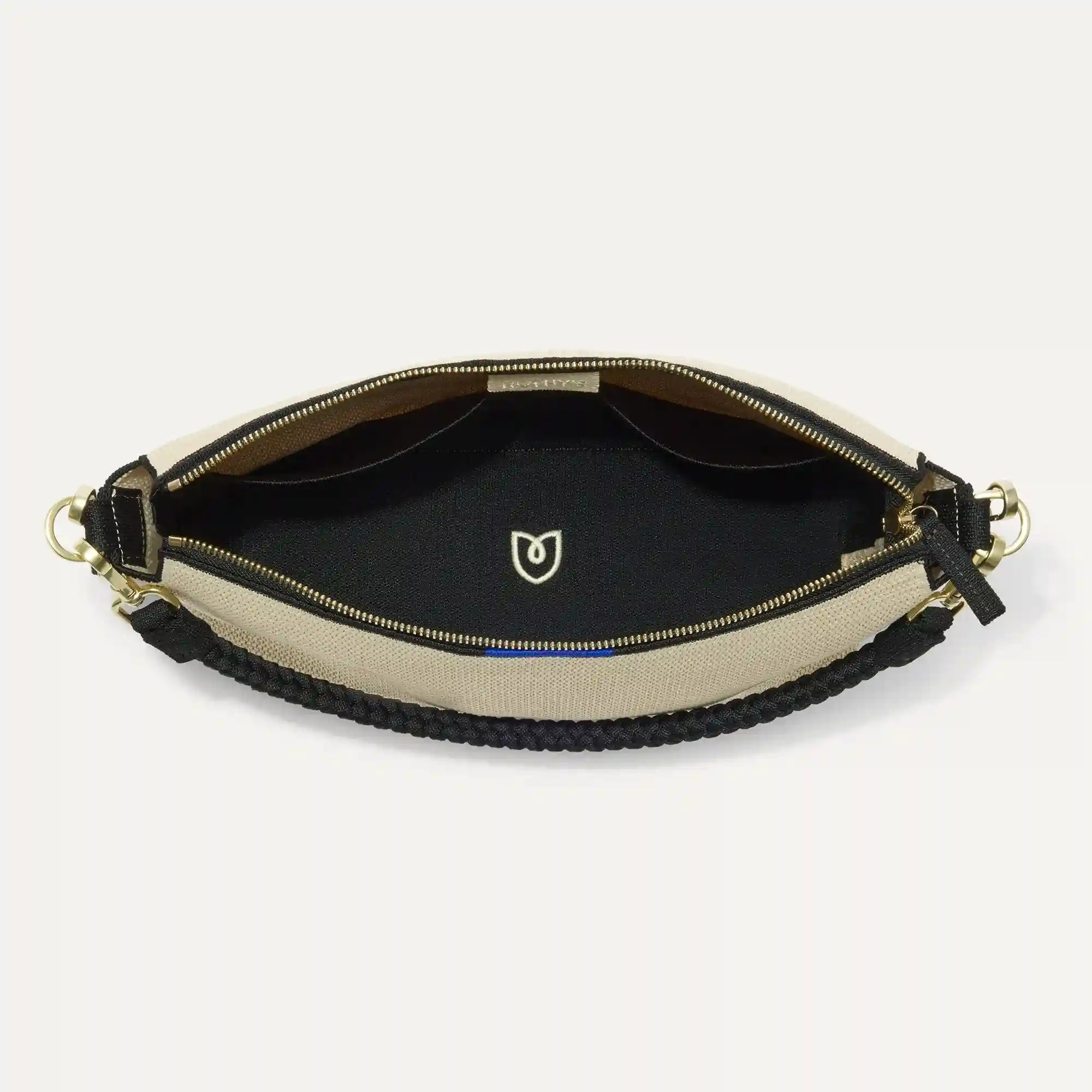 The Daily Crossbody - Black and White Raffia-Knit
