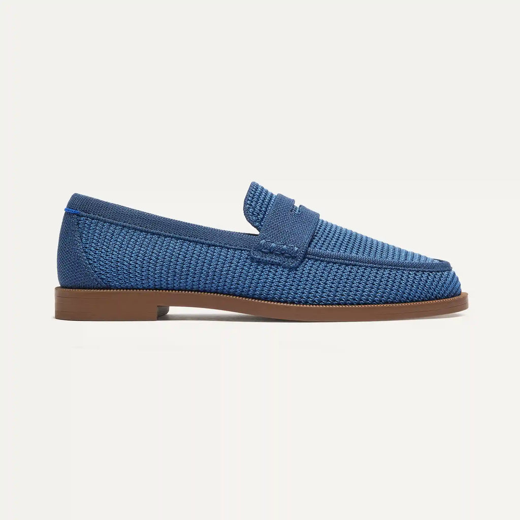 The Penny Loafer - Blue Raffia-Knit