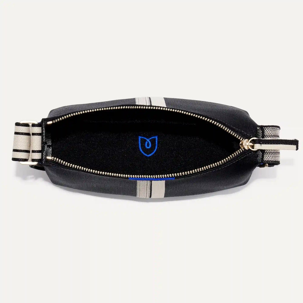 The Casual Crossbody - Black and Ivory Stripe