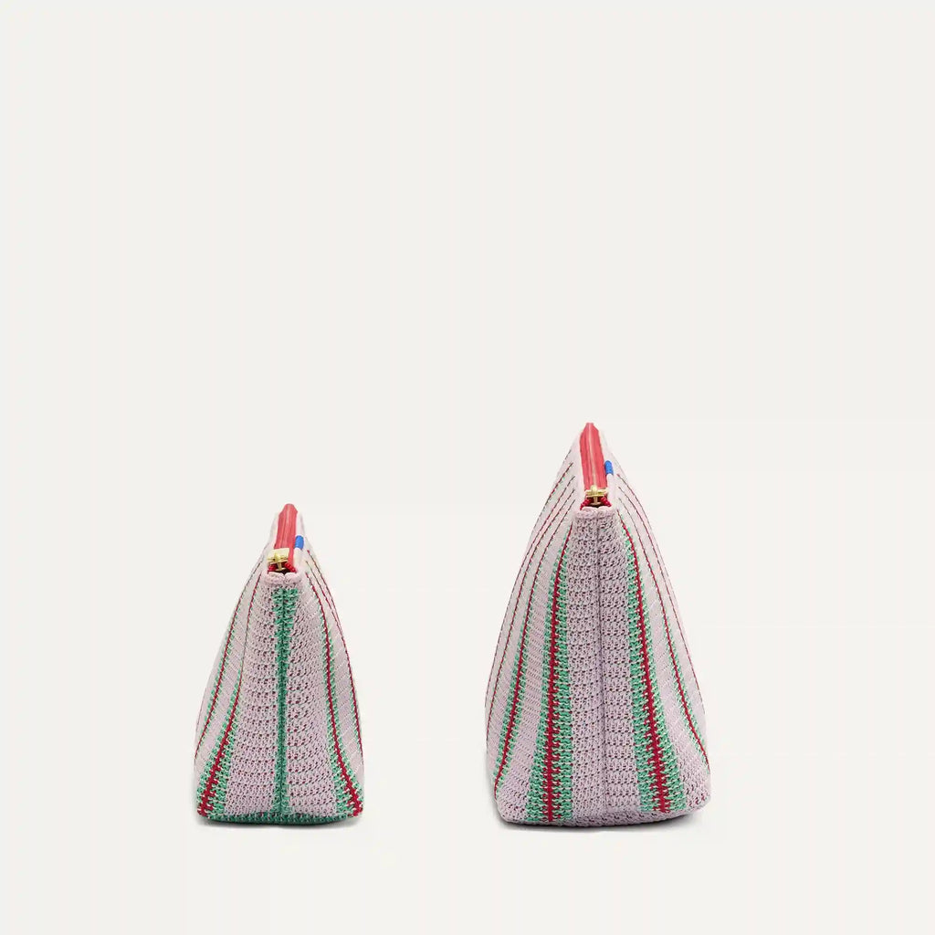 The Travel Pouch Set - Watermelon Market Stripe